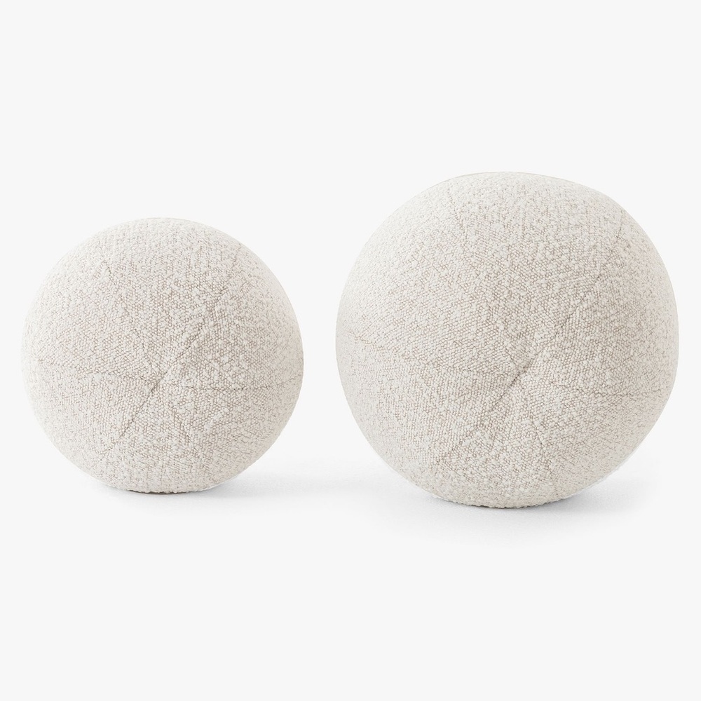 Restoration Hardware Round Boucle Off white throw pillows. Set of 2. Large/small